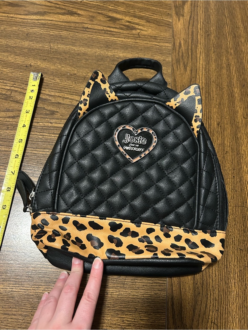 Josie and the Pussycats  Black Quilted Mini Backpack with Leopard Accent #2